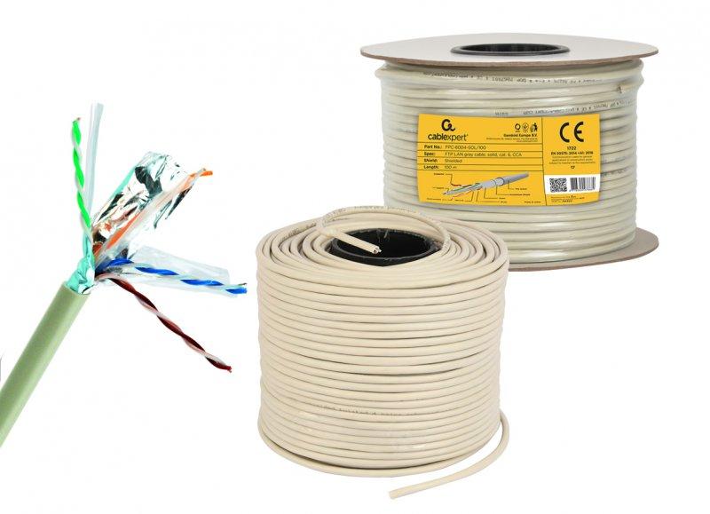 Кабель симметричный (витая пара) Cablexpert Cat 6 F/UTP 4x2x23AWG CCA, 100 м (FPC-6004-SOL/100) цена 1099 грн - фотография 2