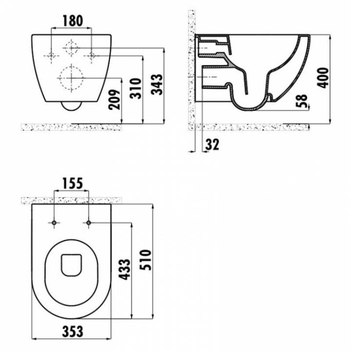 Creavit Free FE320-11SM00E-0000 Габаритні розміри