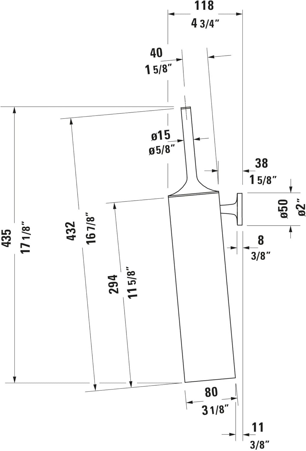 Duravit Starck T, чорний матовий (0099464600) Габаритні розміри