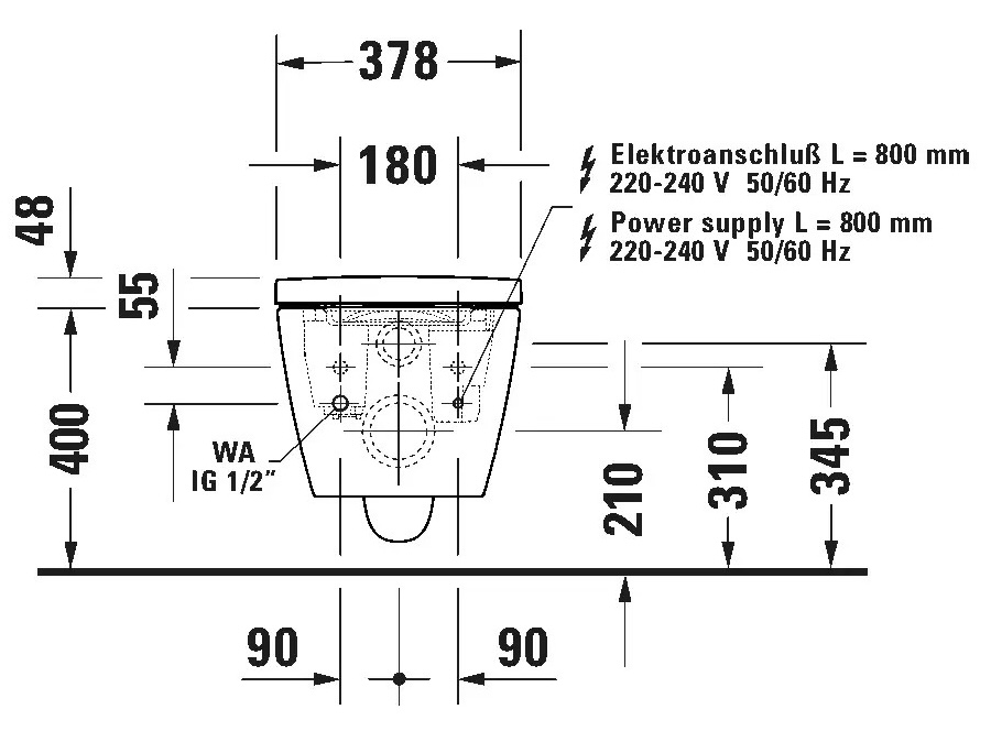 Duravit SensoWash Starck f Plus (650000012004320) Габаритні розміри