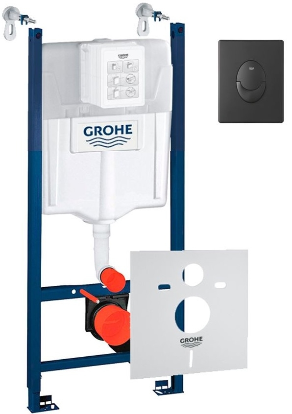 Grohe Rapid SL 3 в 1 з клавішею змиву Skate Air, чорний матовий (3884000G/38505KF0)