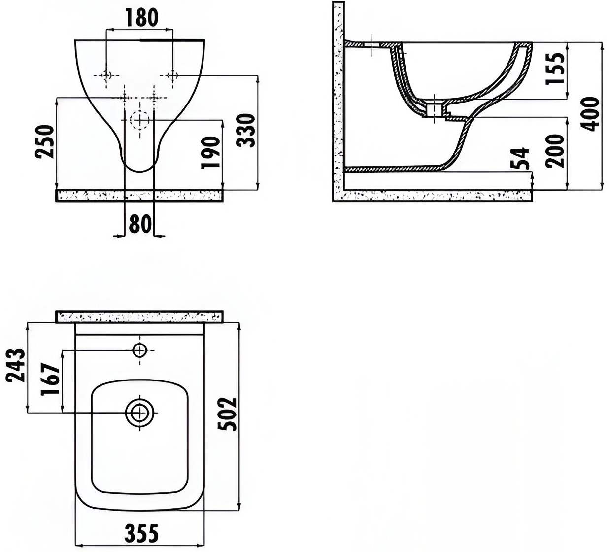 Creavit Bene BN510-00CB00E-0000 Габаритні розміри