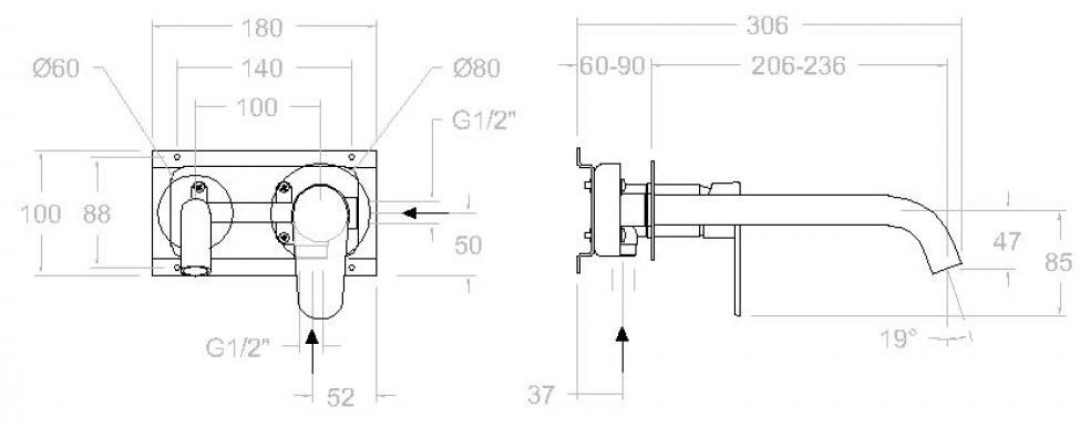 Ramon Soler ALEXIA Chrome (36210336A301455) Габаритні розміри