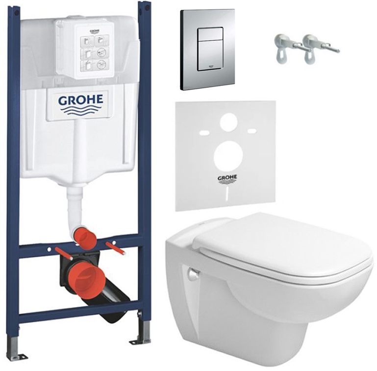 Grohe Rapid SL 3 в 1+клавиша смыва Skate Cosmopolitan+Duravit D-Code Rimless (45700900A1+3884000G/38732000)