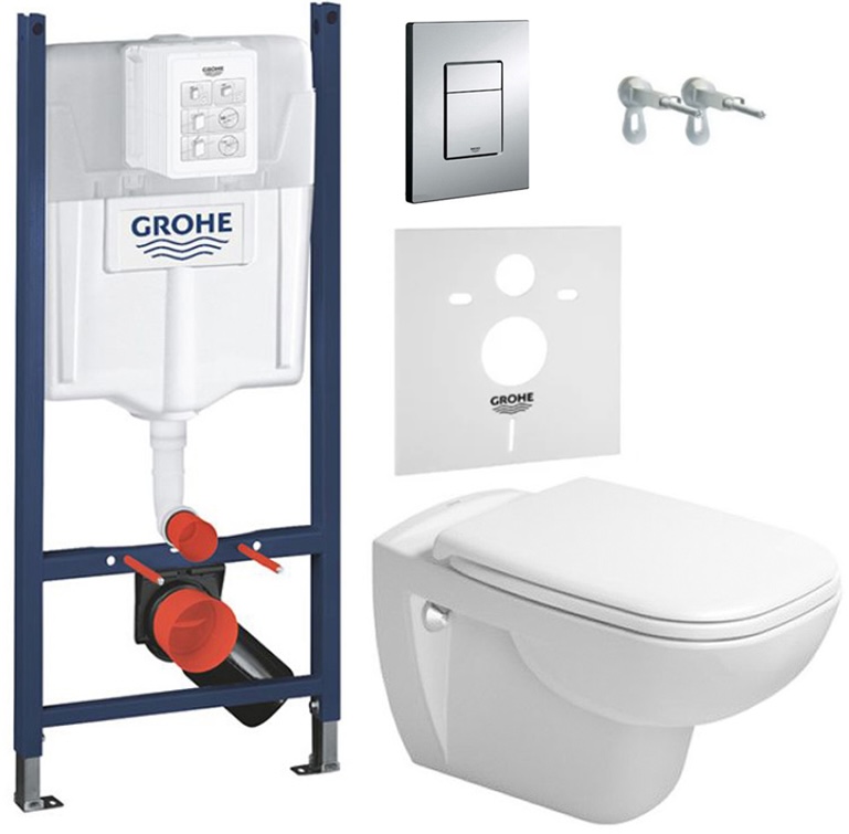 Grohe Rapid SL 3 в 1+клавиша смыва Skate Cosmopolitan+Duravit D-Code Rimless (45700900A1+3884000G/38732000)