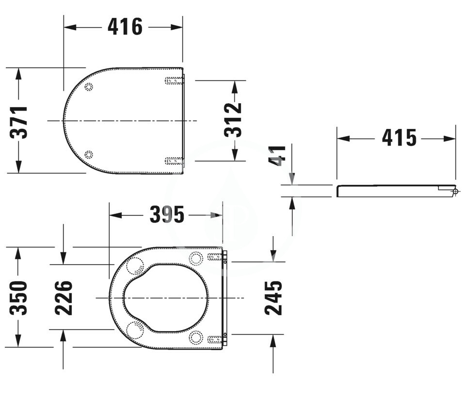 Duravit Starck 3 для людей с ОВ, белый (0062410000) Габаритные размеры