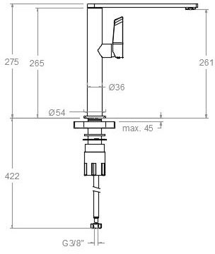 Ramon Soler Kitchen Nickel (388401MCNC38E303600) Габаритные размеры