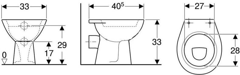 Geberit Bambin з кришкою, білий (500.916.00.1/573334000) Габаритні розміри