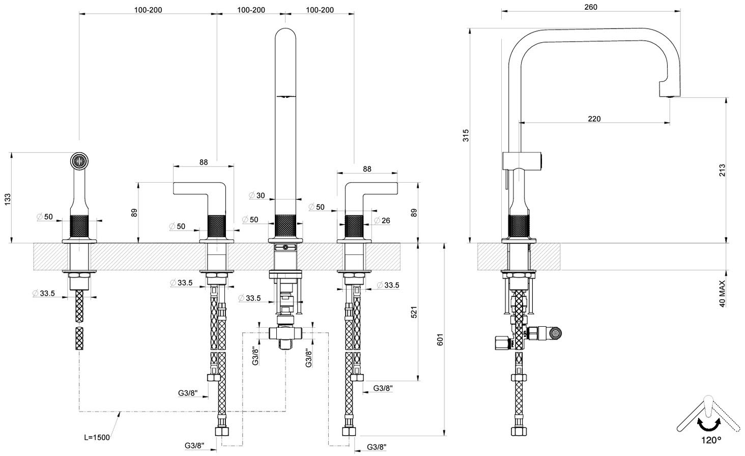 Gessi Inciso Finox (58703149) Габаритні розміри