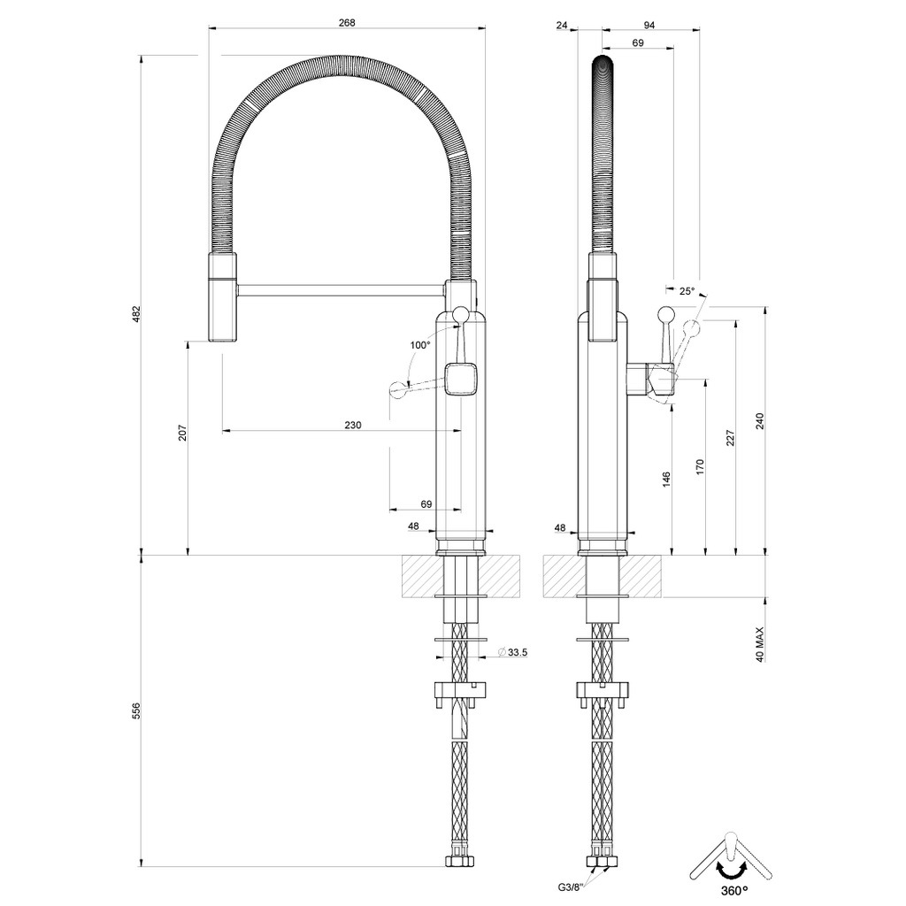 Gessi Happy Finox (60061149) Габаритные размеры