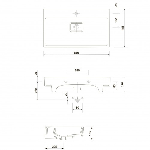 Cersanit Virgo 80 (K118-002/CCWF1006331603) Габаритные размеры