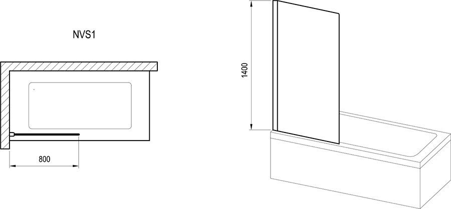 Ravak NVS1-80 Transparent White (7O840100Z1) Габаритні розміри