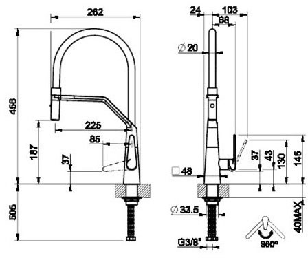 Gessi Proton S Chrome (60113031) Габаритні розміри