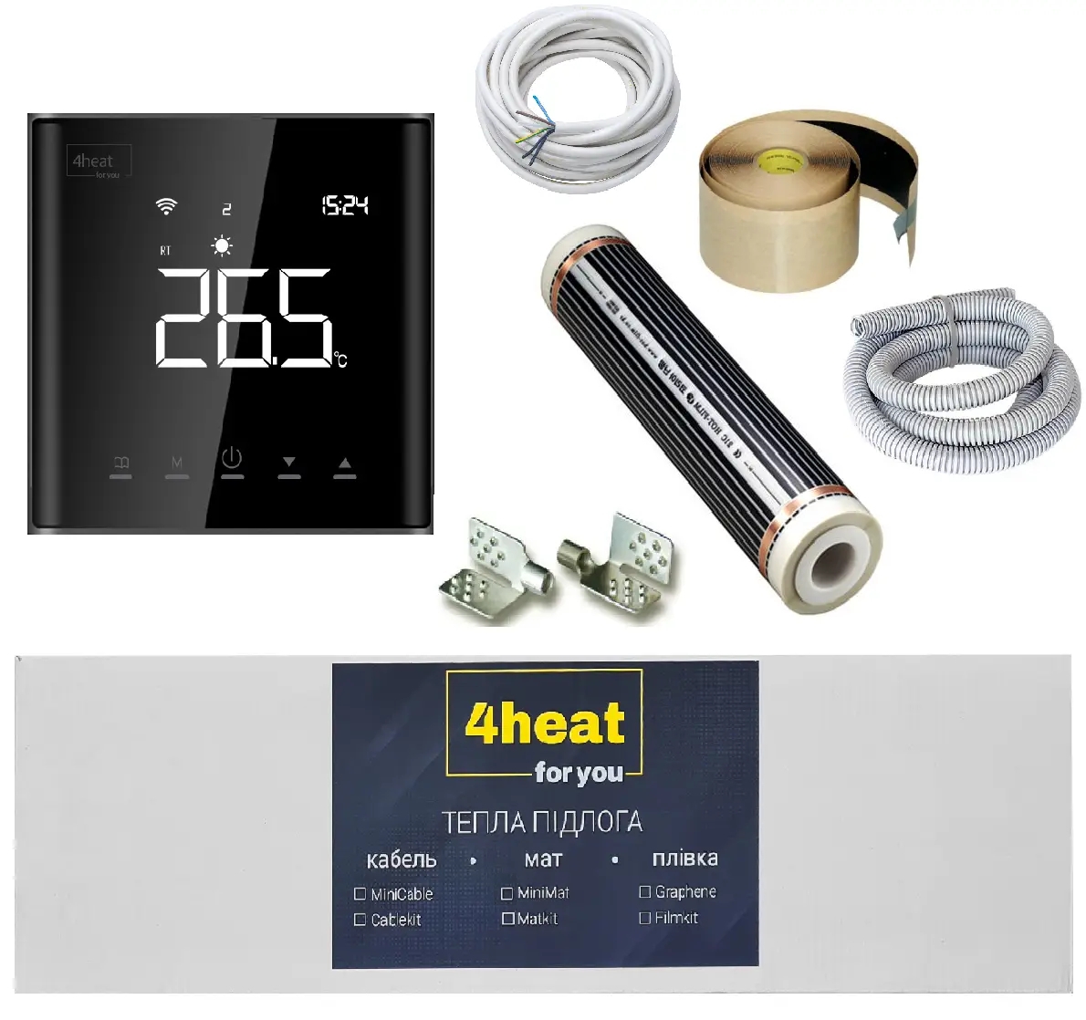 Тепла підлога 4Heat електрична 4Heat FilmKit Sensor-1м2 + терморегулятор AE-669