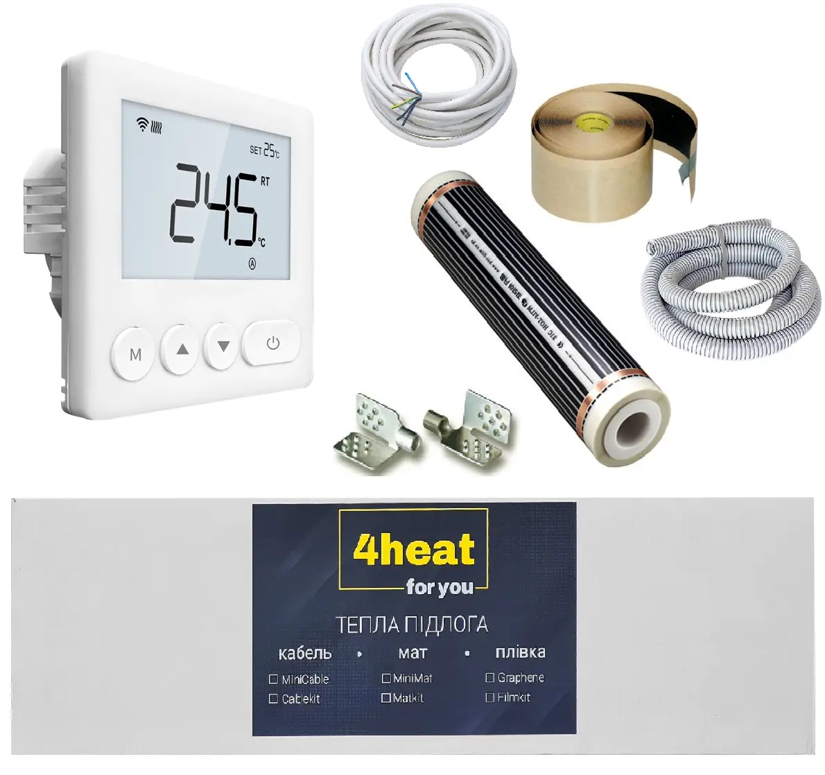 Тепла підлога 4Heat електрична 4Heat FilmKit WiFi-2м2 + терморегулятор AE-X