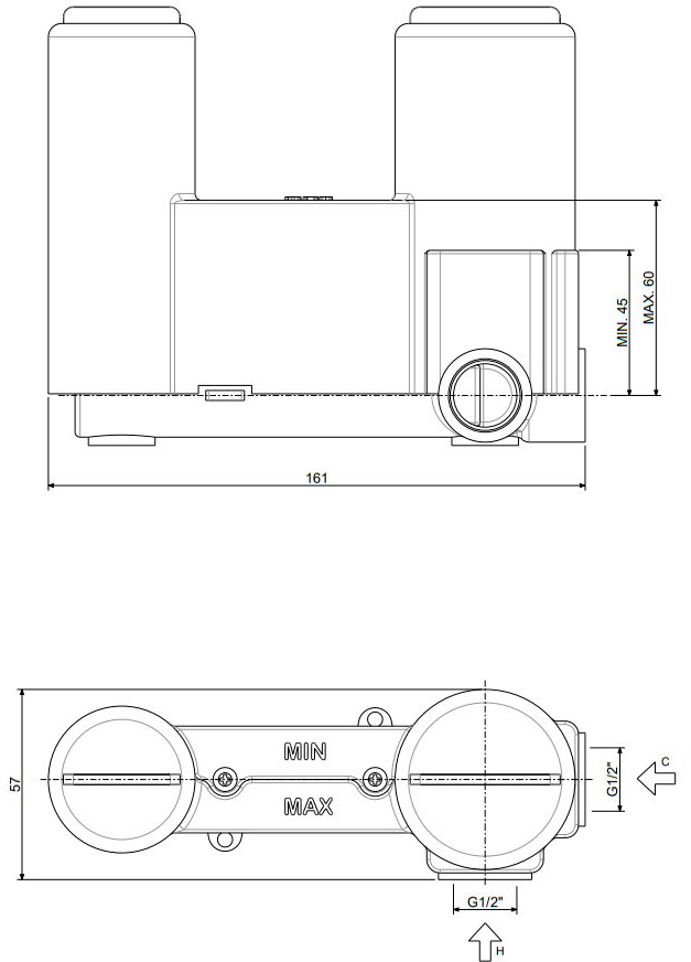 Paffoni Light Chrome LIG105CR Габаритні розміри