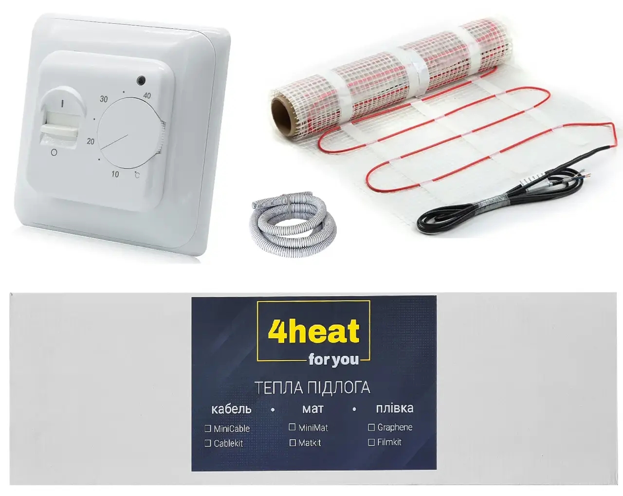 Тепла підлога 4Heat електрична 4Heat MatKit Standart-0,5м2 + терморегулятор M5.16