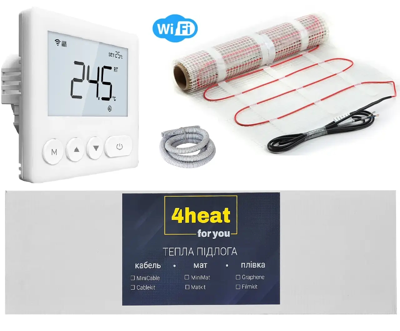 Тепла підлога 4Heat електрична 4Heat MatKit WiFi-0,5м2 + терморегулятор AE-X.WF