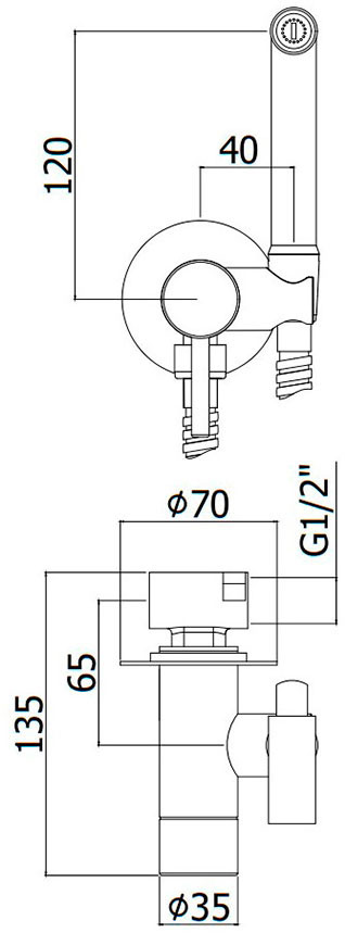 Paffoni Tweet Round Mix Gold ZDUP110HG Габаритные размеры