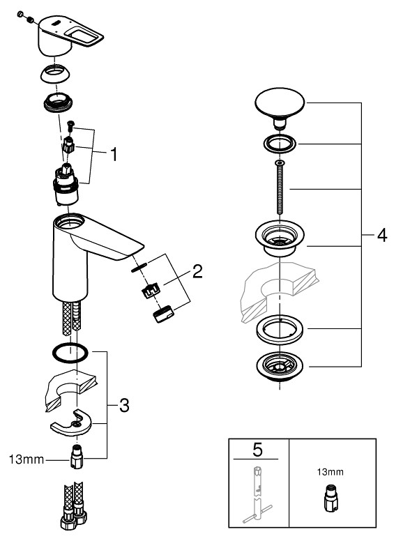 Grohe BauLoop New M-Size 23886001 Габаритні розміри