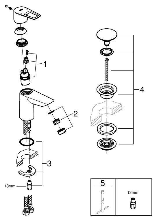 Grohe BauLoop New S-Size 23878001 Габаритні розміри