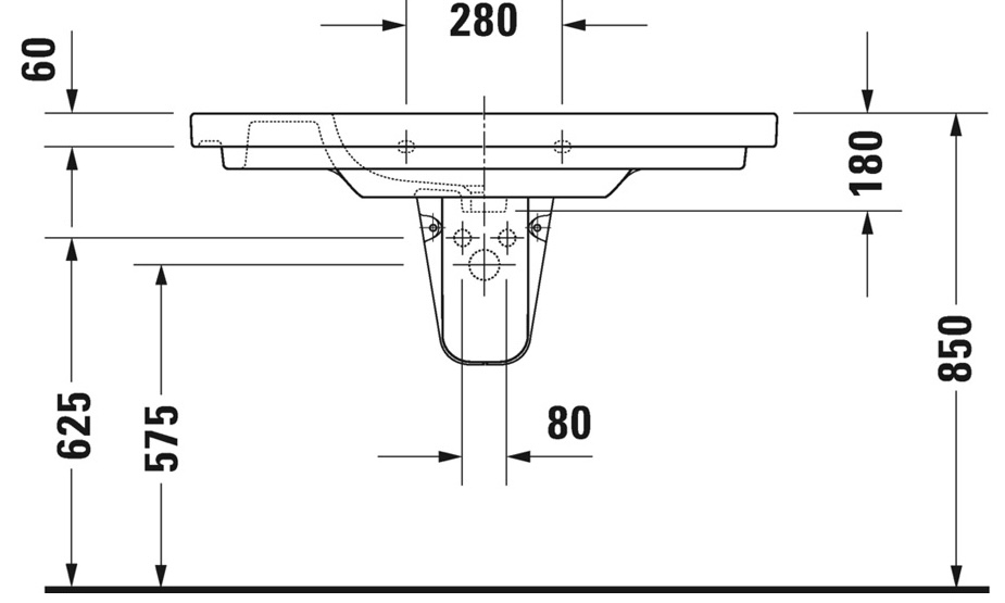 Duravit D-Code (03421000002) Габаритные размеры