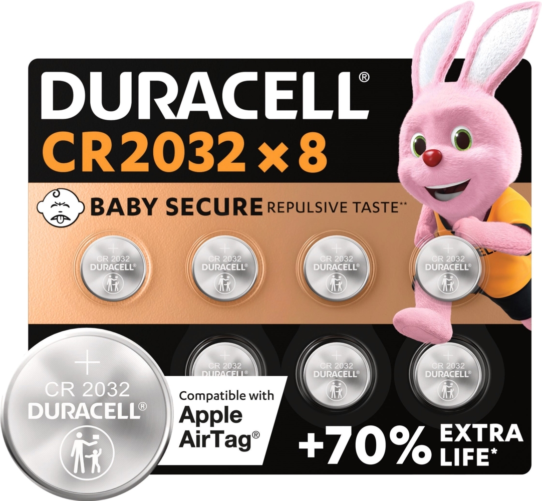 Duracell 2032, 3В, 8 шт DL2032/CR2032 (5000394168442)