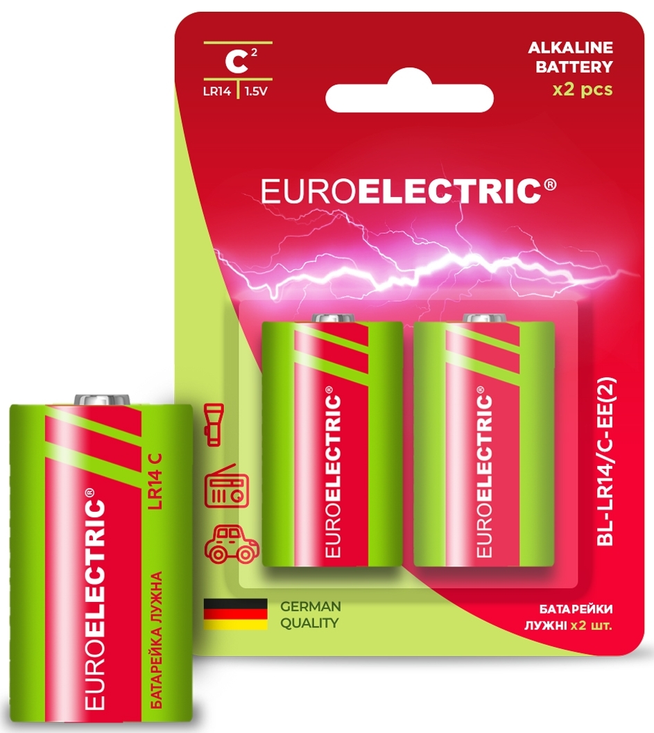 Батарейка Euroelectric C LR14 1.5V blister 2 шт