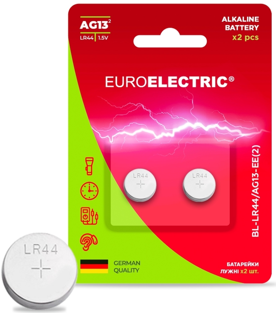Euroelectric AG13 LR44 1.5V blister 2 шт