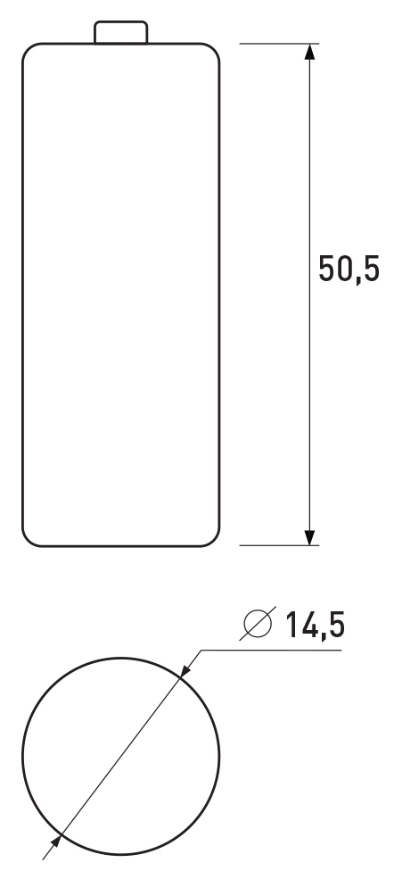 Euroelectric солевая 6F22 9V blister 1шт Габаритные размеры