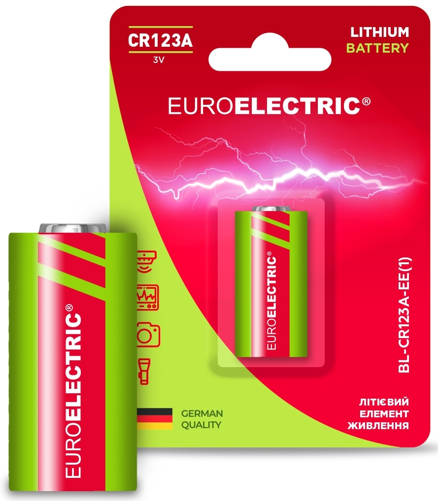 Батарейка Euroelectric литиевая CR123A 3V blister 1шт