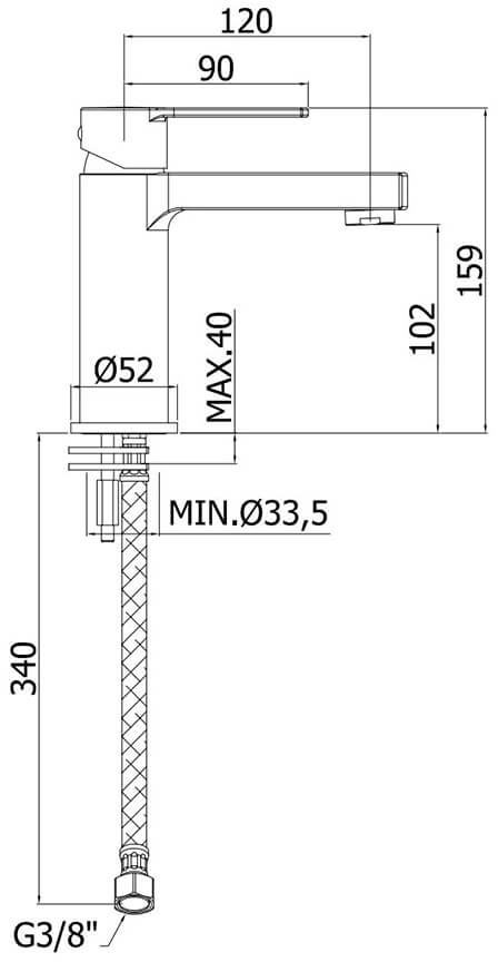 Paffoni Ringo Matt Black RIN071NO-ES Габаритные размеры