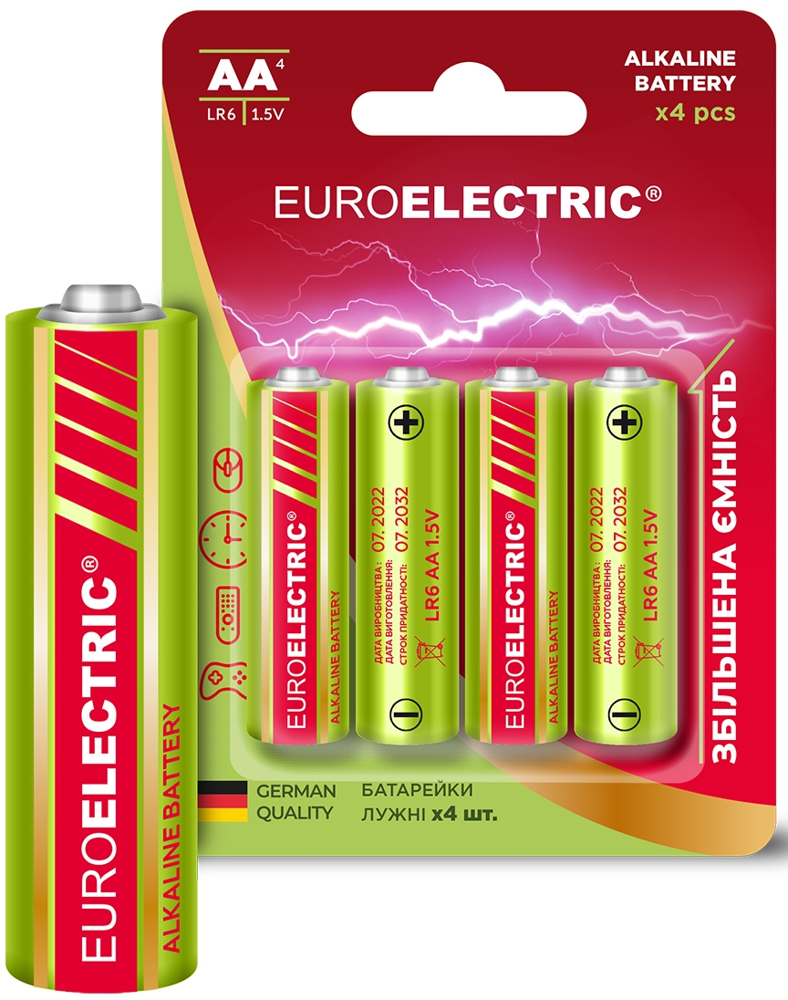 Euroelectric щелочная AA LR6 1.5V PE 4 шт