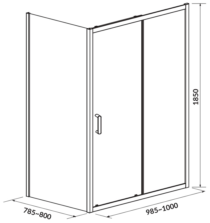 Cersanit Basic 100x80x185 (S158-006/EZZS1001065980) Габаритні розміри