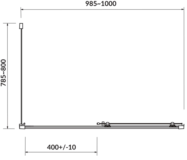 Cersanit Basic 100x80x185 (S158-006/EZZS1001065980) Габаритные размеры