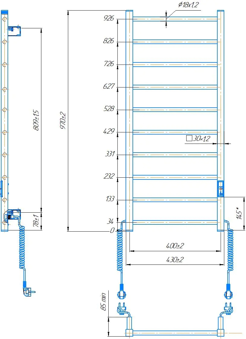 Hygge Family Leeds 970x430 white matt (6.1.0803.06.WM) Габаритные размеры