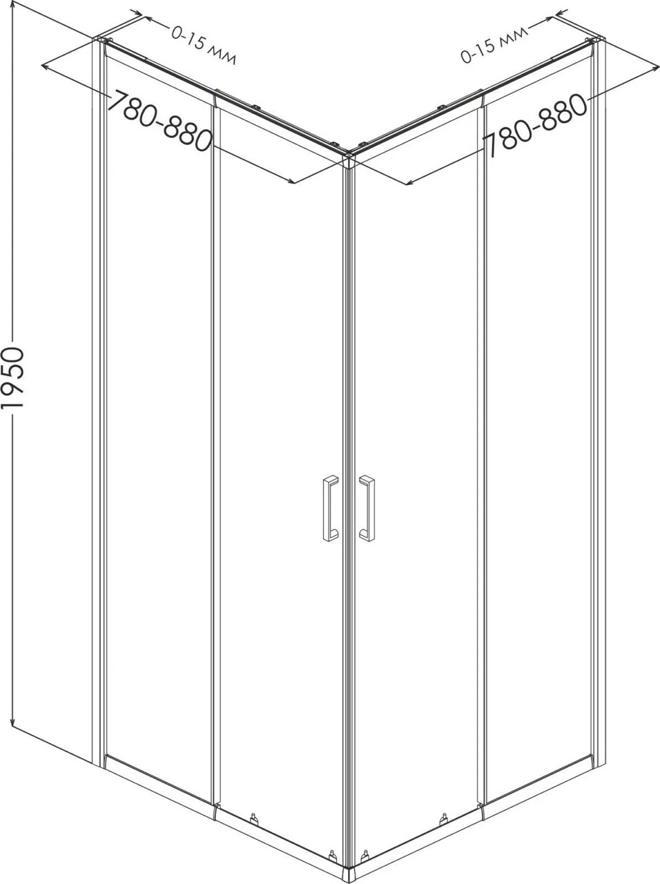 Eger VI`Z new WZ White 85x85x195 см (599-055WZ/1) Габаритні розміри