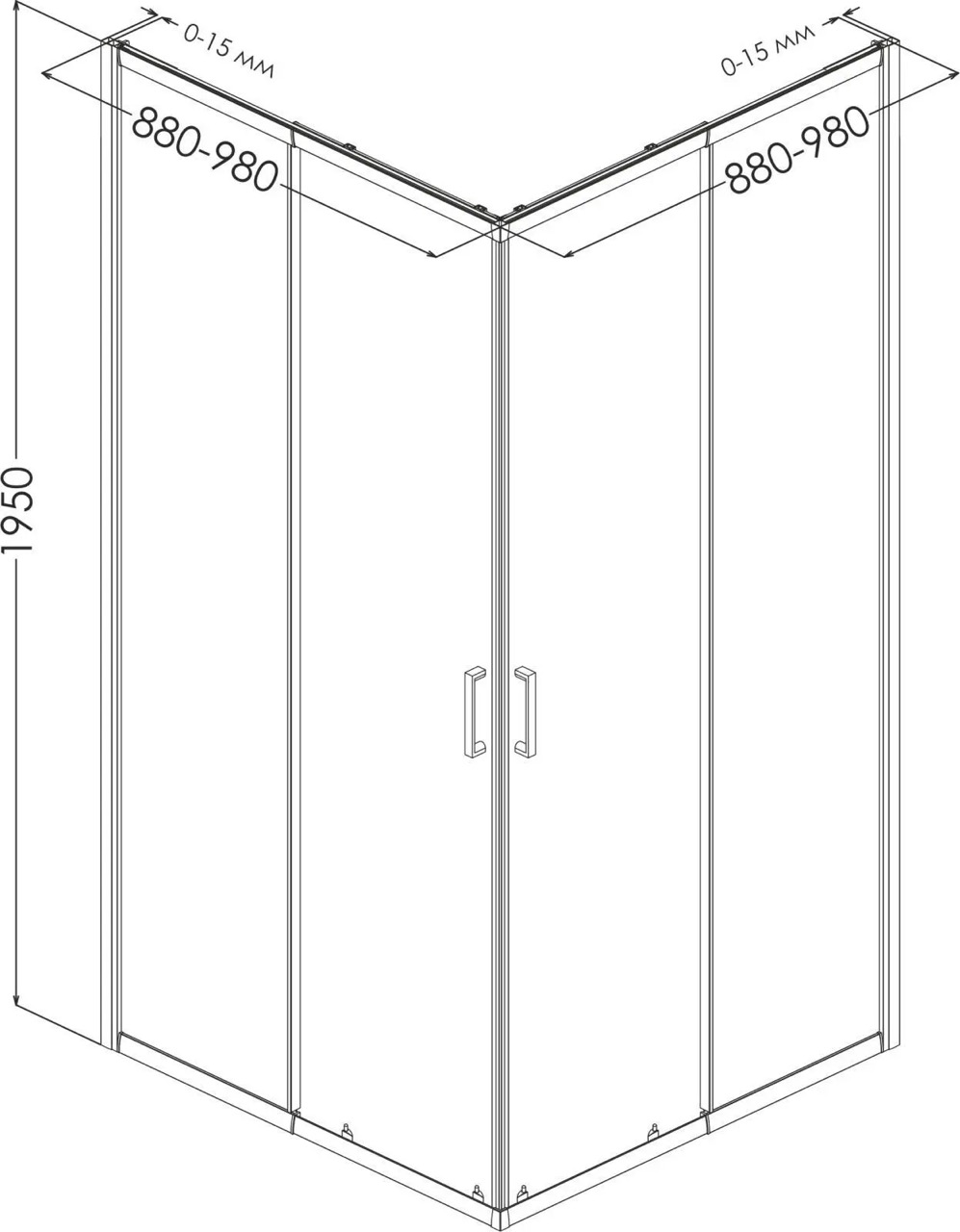 Eger VI`Z new WZ White 95x95x195 см (599-066WZ/1) Габаритні розміри