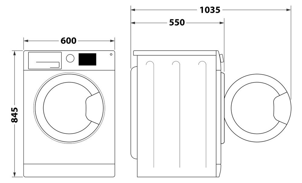 Indesit IM 812B MY TIME UA Габаритные размеры