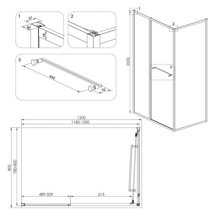 Volle Cruze 80x120x200см (1047.134701) Габаритные размеры