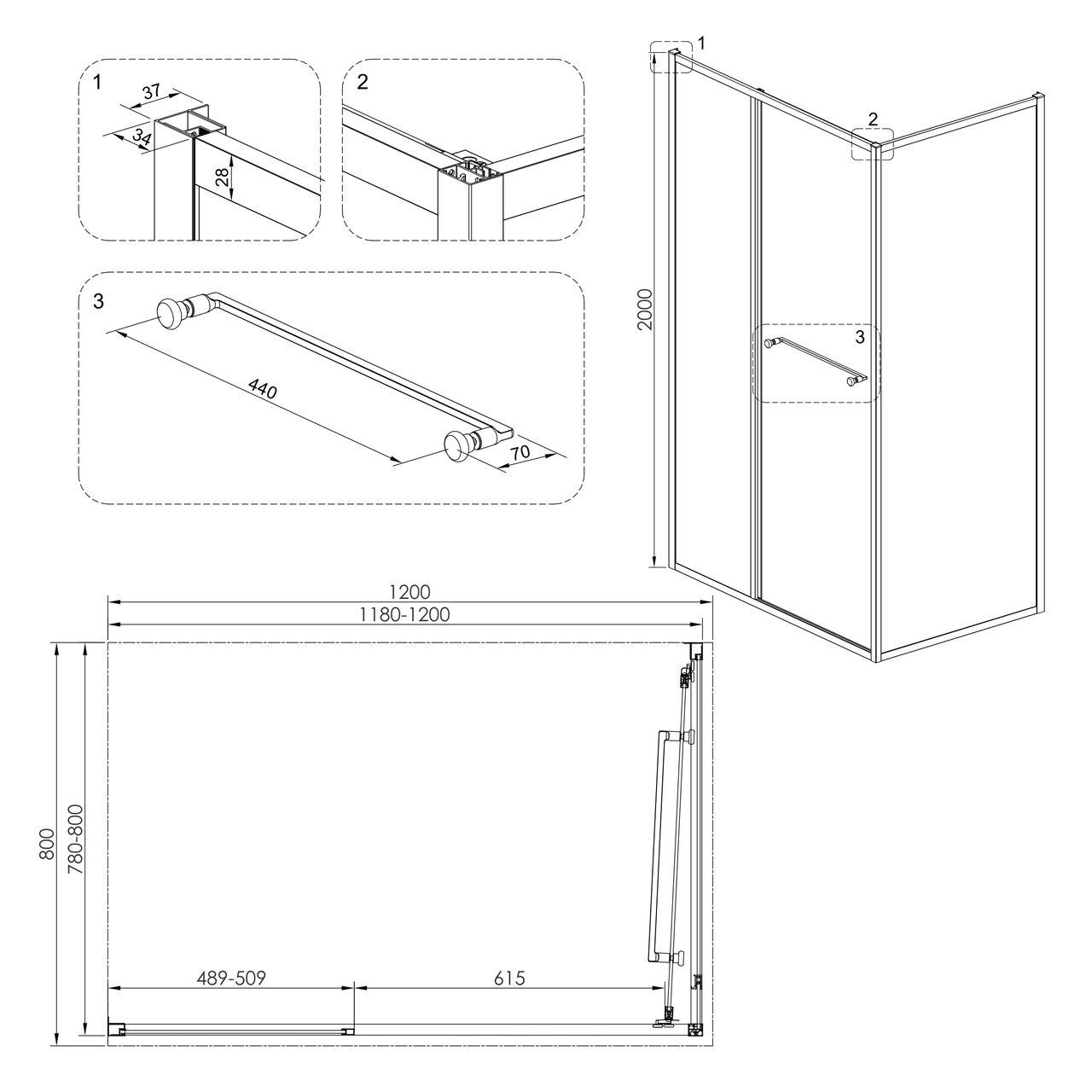 Volle Cruze 80x120x200см (1047.134705) Габаритные размеры