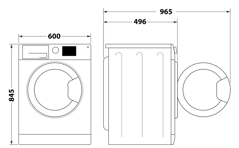 Indesit IM 712B MY TIME UA Габаритные размеры