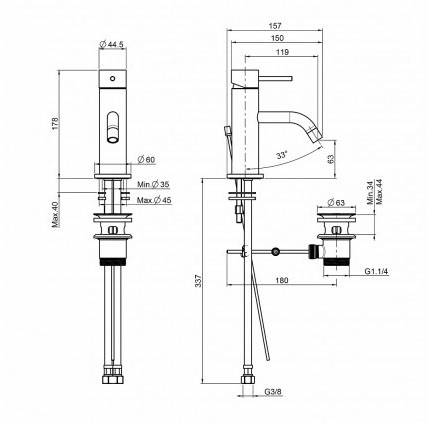 Fima Carlo Frattini Spillo Up (F3031XSCR) Габаритные размеры