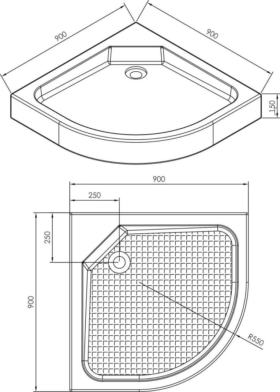 Imprese 90x90x15см (s0949090R) Габаритные размеры