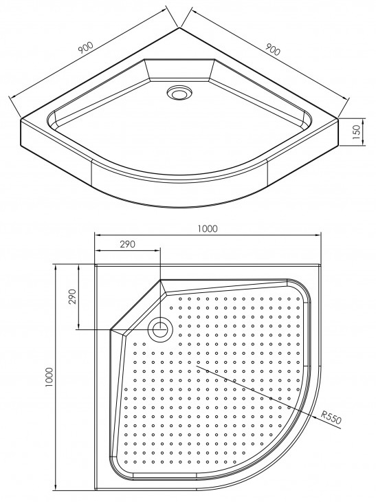 Imprese 100x100x15см (s0941010R) Габаритные размеры