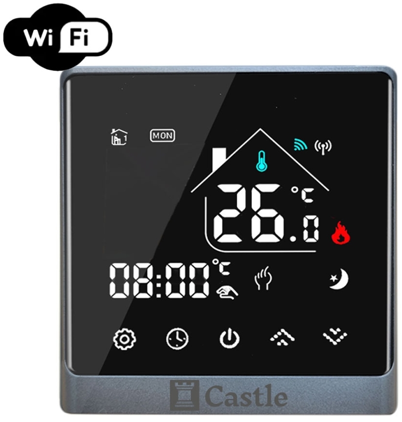 Терморегулятор Castle AC8400G WI-FI Чорний-Срібло