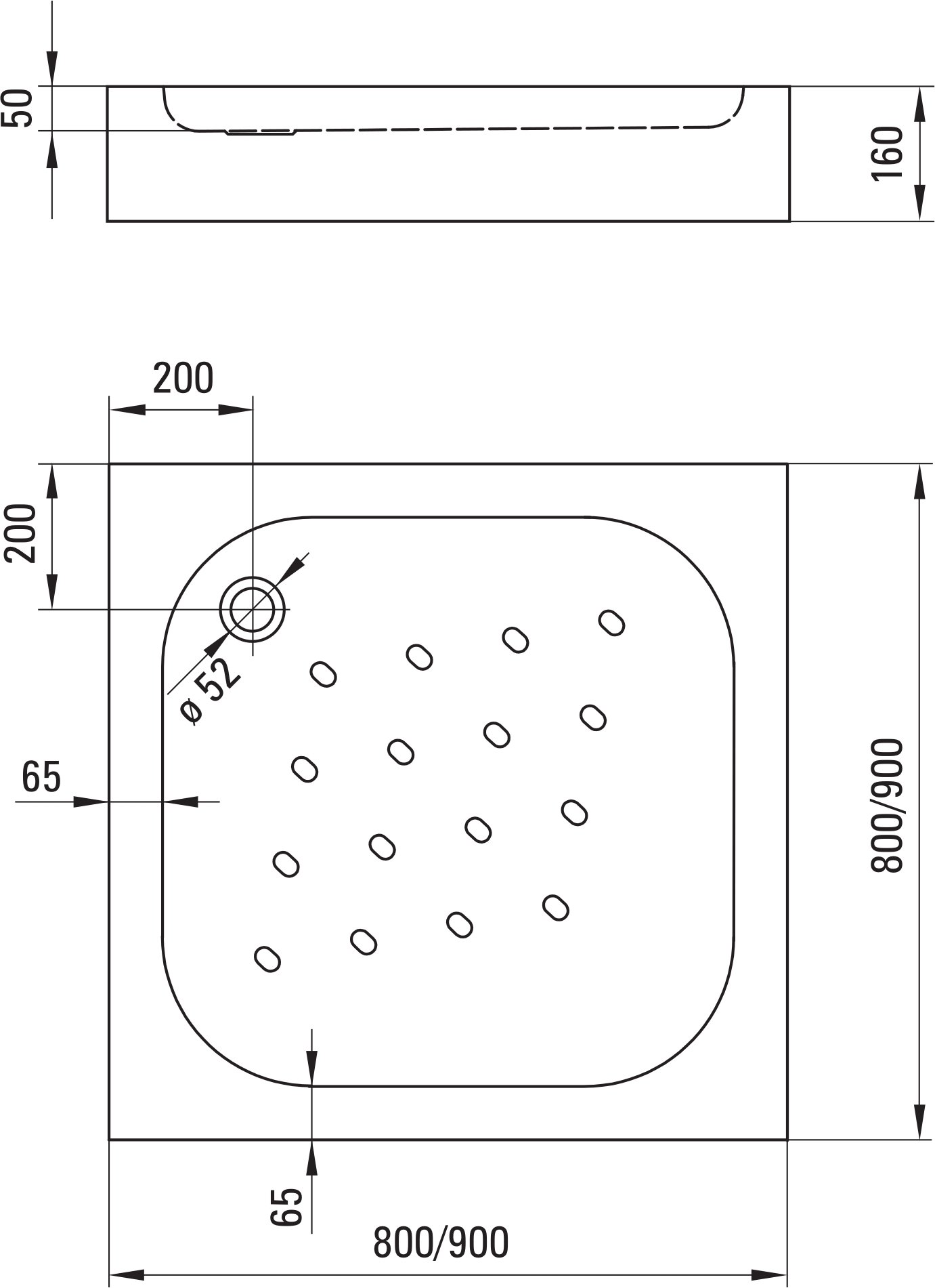 Deante Funkia 90x90 см (KTC_041B) Габаритные размеры