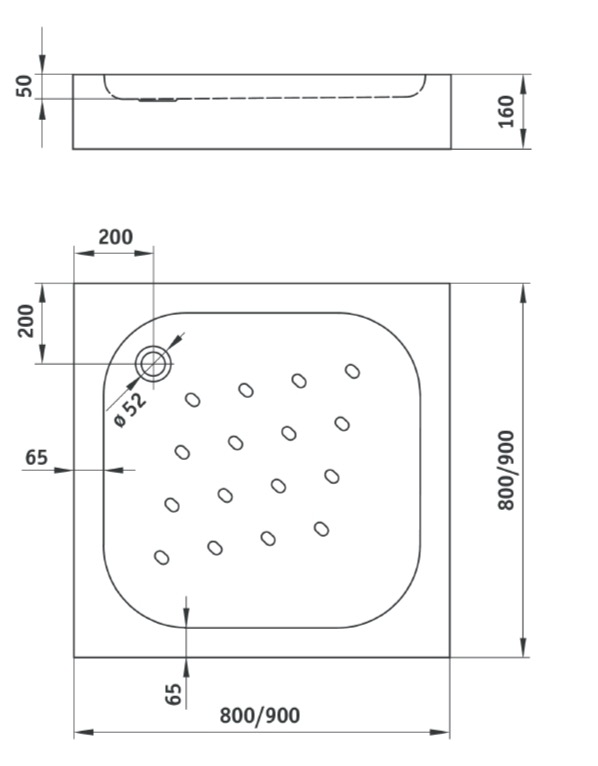 Deante Funkia 80x80 см (KTC_042B) Габаритні розміри