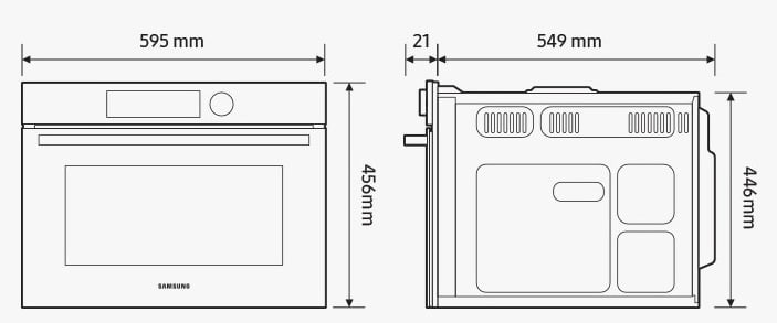 Samsung NQ5B4553FBS/WT Габаритні розміри