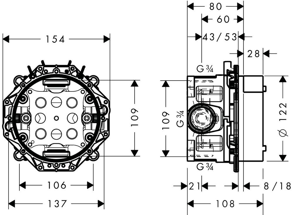 Axor One 16182180 Габаритные размеры